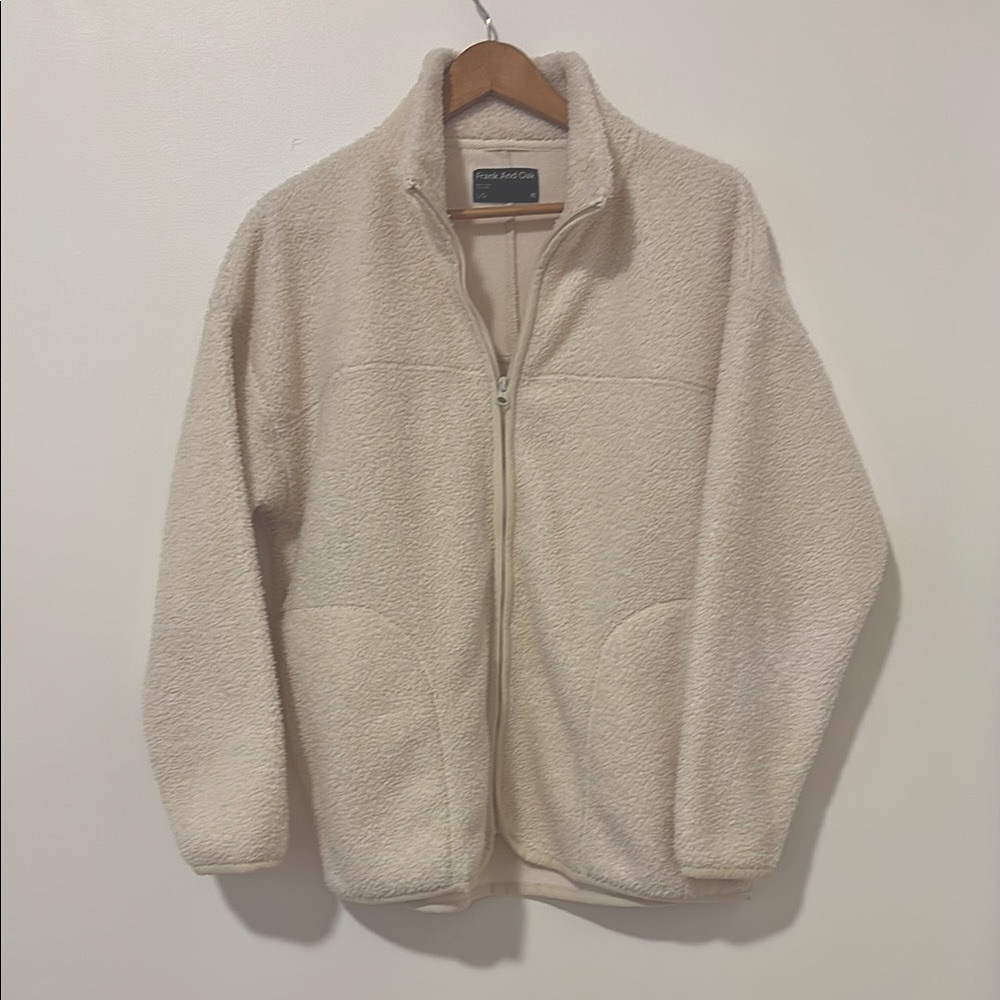 Frank & Oak- Cream Zip-Up Fleece Jacket